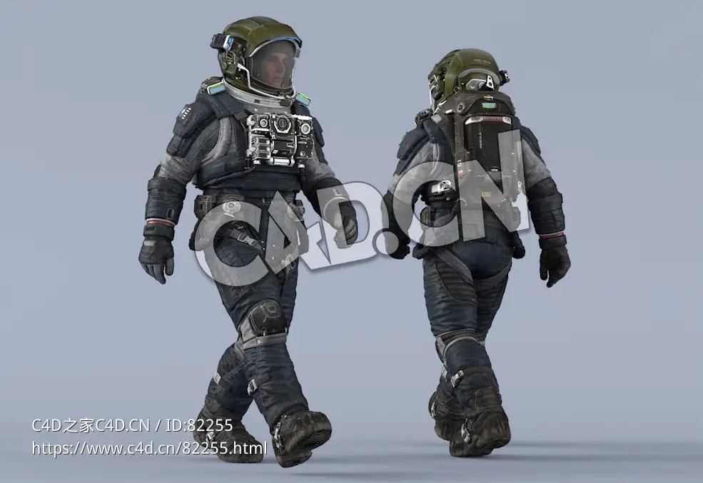 行走的深蓝色航天服年轻男性太空宇航员Walk - C4D之家 - 17.jpg