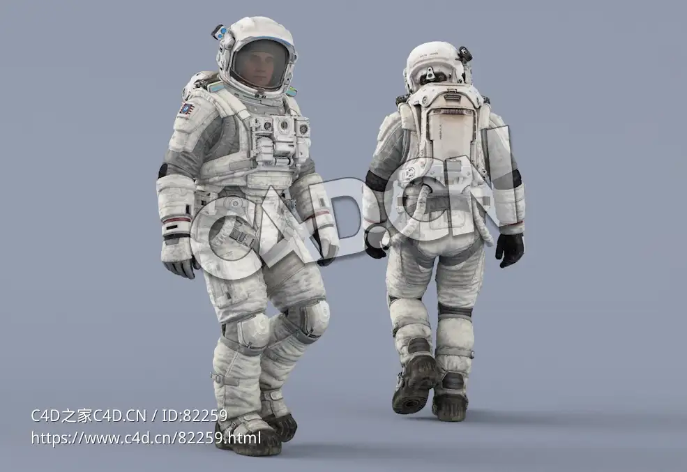 走路的白色太空服年轻男性宇宙航天员Walk - C4D之家 - 21.jpg