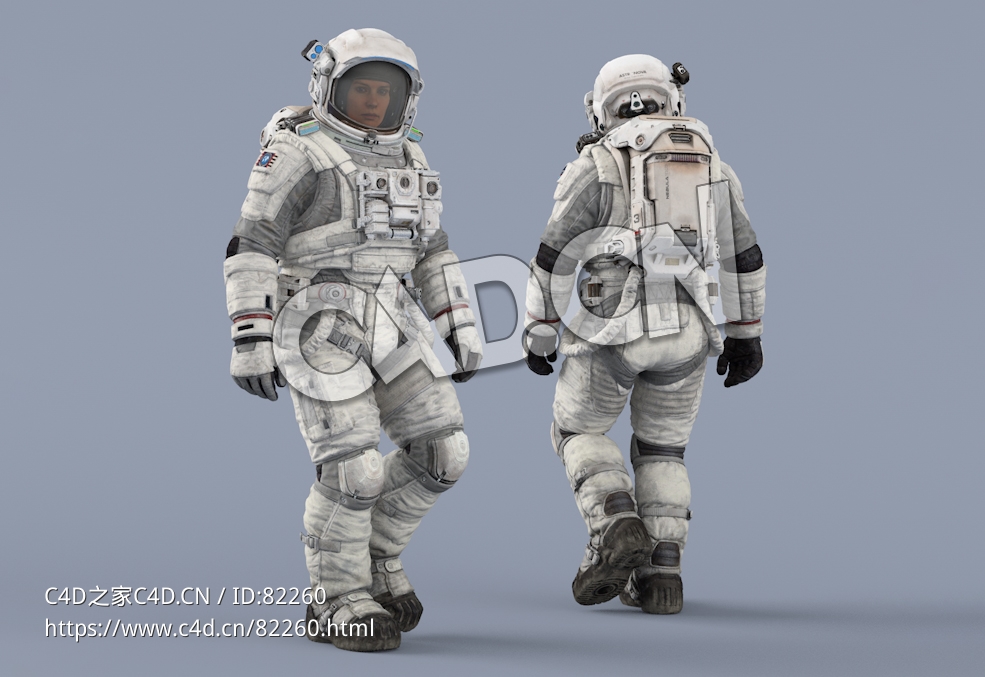 走路的白色太空服年轻女性宇宙航天员Walk - C4D之家 - 22.jpg
