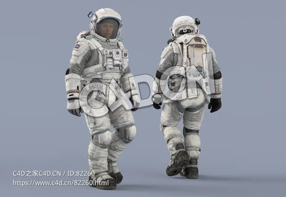 走路的白色太空服年轻女性宇宙航天员Walk - C4D之家 - 22.jpg