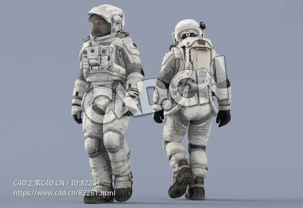 走路的白色太空服中年男性宇宙航天员Walk - C4D之家 - 23.jpg