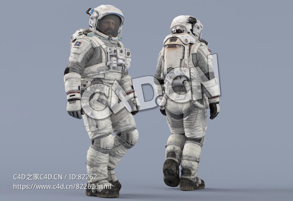 走路的白色太空服大胡子男性宇宙飞行员Walk - C4D之家 - 24.jpg