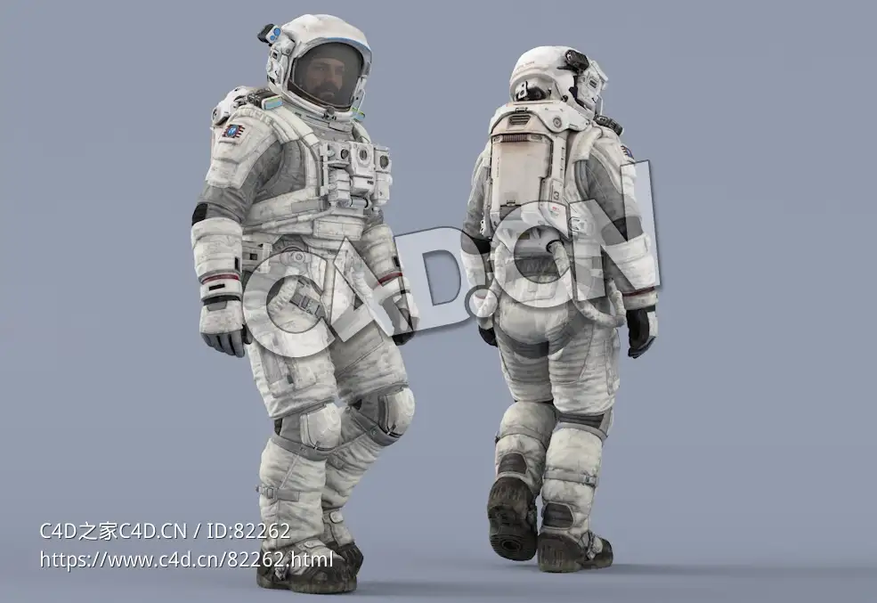 走路的白色太空服大胡子男性宇宙飞行员Walk - C4D之家 - 24.jpg