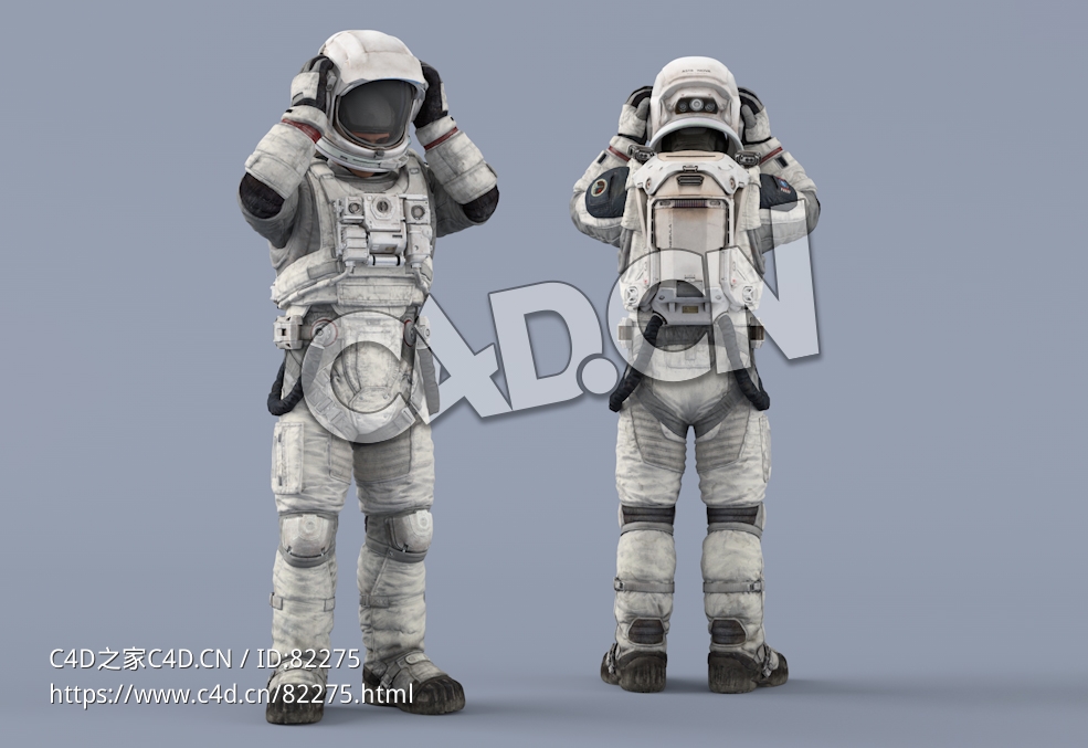 戴头盔的白色太空服年轻男性宇宙航天员idle Helmet Scifi PutOn - C4D之家 - 49.jpg