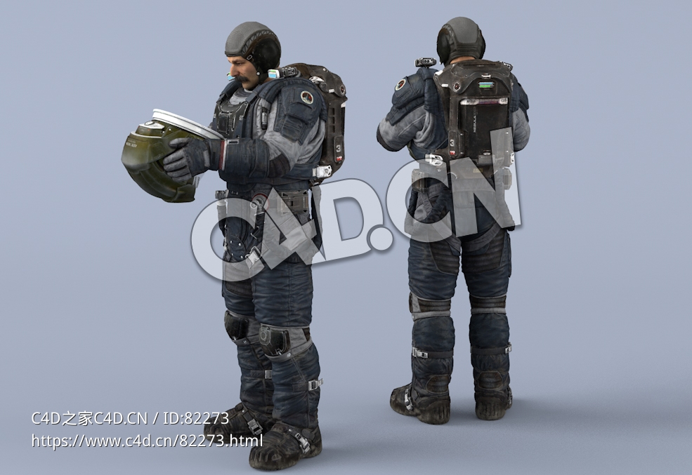 双手抱头盔站立深蓝色宇航服中年男性太空飞行员idle Helmet Scifi PutOn - C4D之家 - 47.jpg