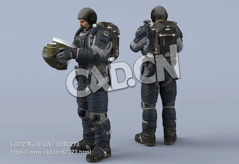 双手抱头盔站立深蓝色宇航服中年男性太空飞行员idle Helmet Scifi PutOn - C4D之家 - 47.jpg