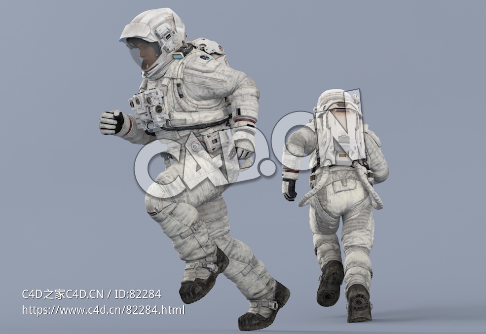 奔跑的白色太空服年轻女性宇宙航天员Run - C4D之家 - 34.jpg