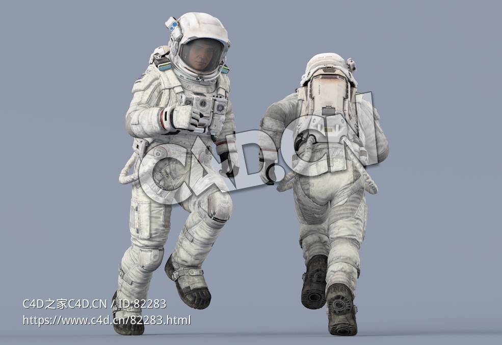 奔跑的白色太空服年轻男性宇宙航天员Run - C4D之家 - 33.jpg