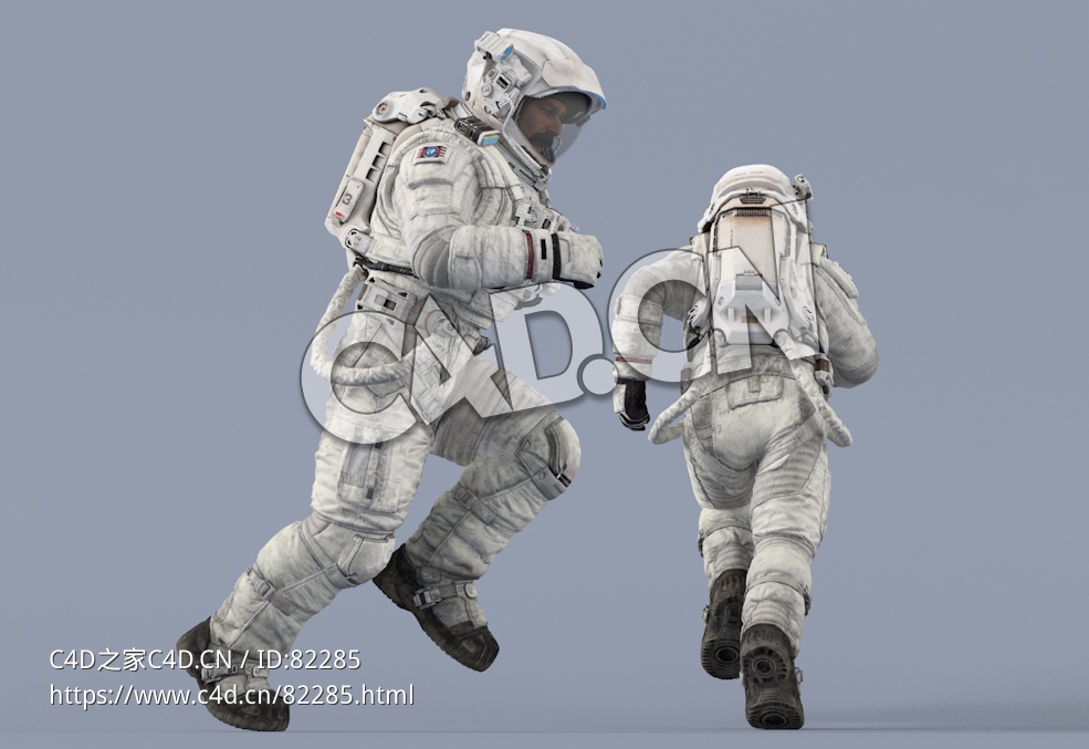 奔跑的白色太空服中年男性宇宙航天员Run - C4D之家 - 35.jpg