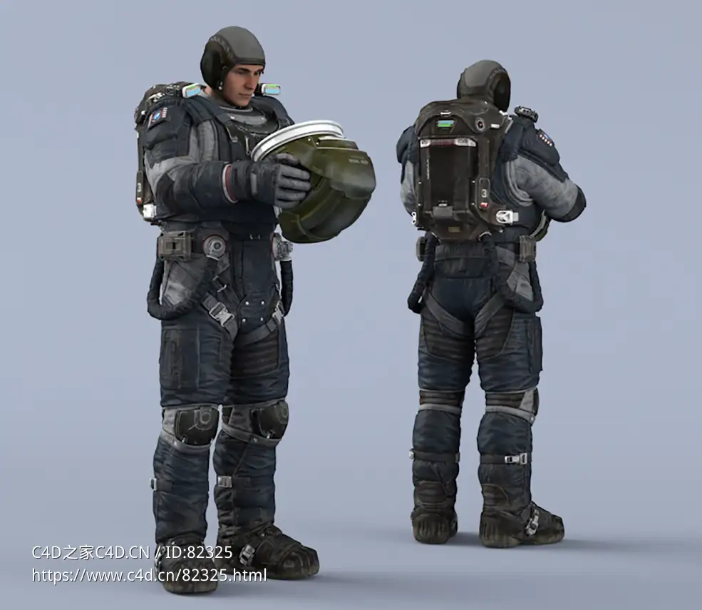 双手抱头盔站立深蓝色宇航服年轻男性太空飞行员idle Helmet Scifi PutOn - C4D之家 - 45.jpg