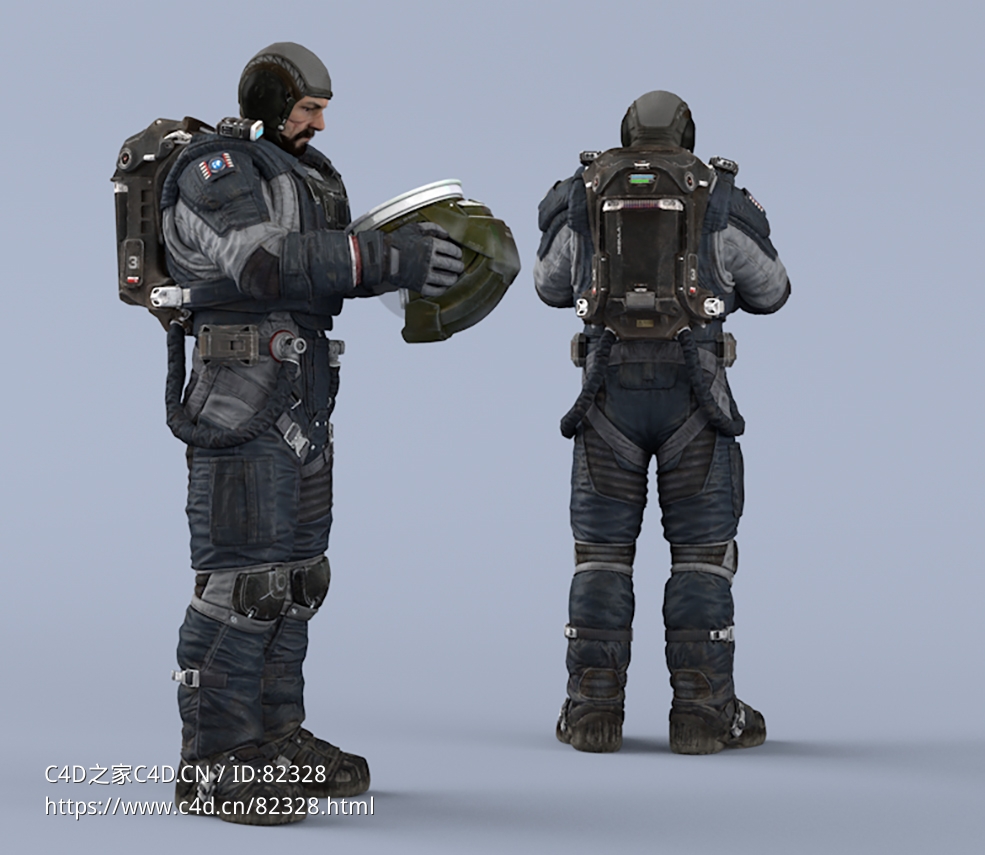 双手抱头盔站立深蓝色宇航服大胡子男性太空飞行员idle Helmet Scifi PutOn - C4D之家 - 48.jpg