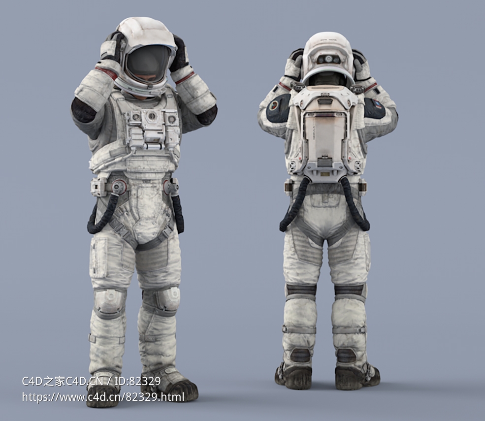 戴头盔的白色太空服年轻男性宇宙航天员idle Helmet Scifi PutOn - C4D之家 - 49.jpg