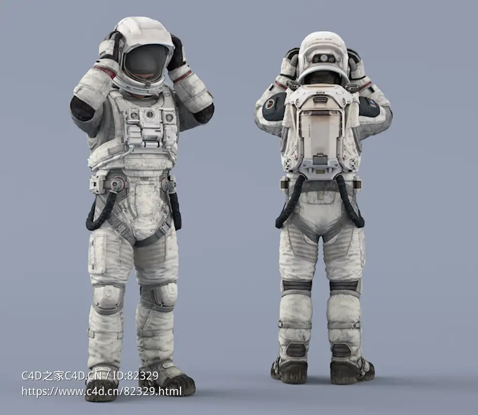 戴头盔的白色太空服年轻男性宇宙航天员idle Helmet Scifi PutOn - C4D之家 - 49.jpg