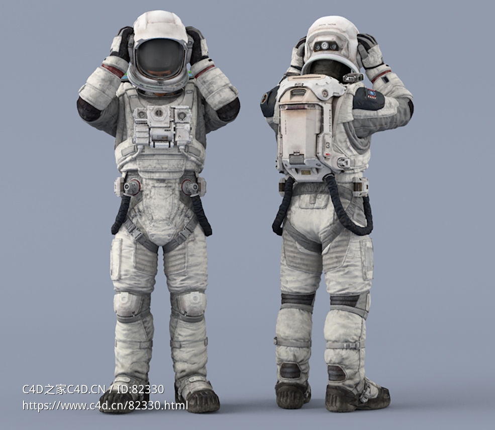 戴头盔的白色太空服年轻女性宇宙航天员idle Helmet Scifi PutOn - C4D之家 - 50.jpg