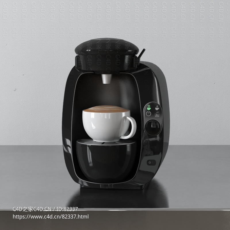 黑色咖啡机厨房用品c4d模型下载 - C4D之家 - 005_Vray.jpg