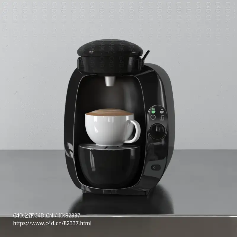 黑色咖啡机厨房用品c4d模型下载 - C4D之家 - 005_Vray.jpg