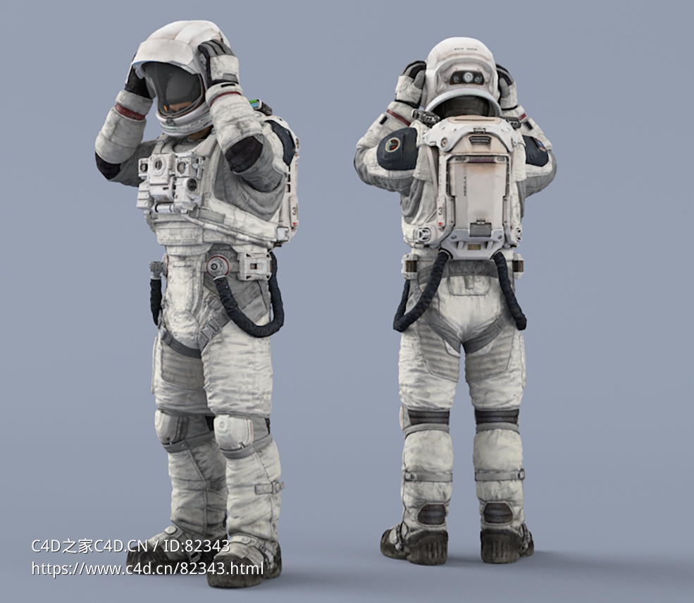 戴头盔的白色太空服中年男性宇宙航天员idle Helmet Scifi PutOn - C4D之家 - 51.jpg