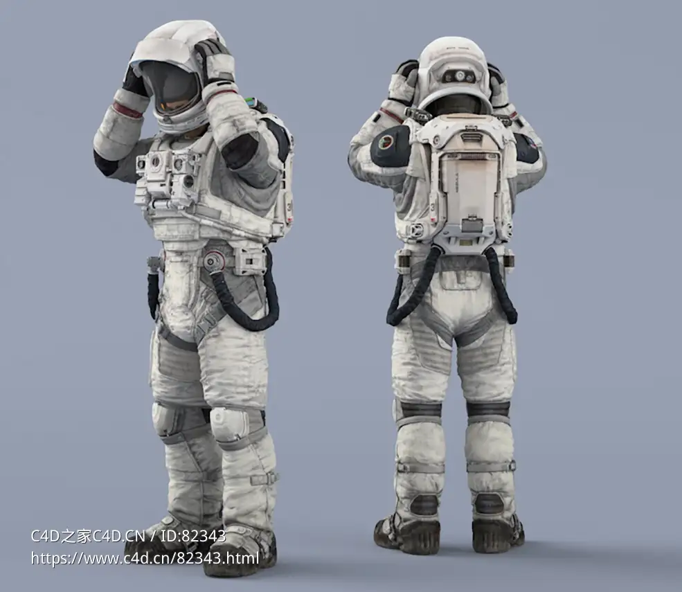 戴头盔的白色太空服中年男性宇宙航天员idle Helmet Scifi PutOn - C4D之家 - 51.jpg