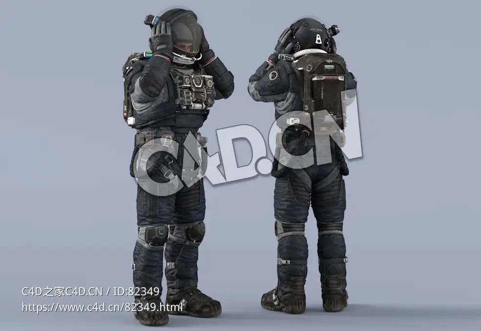 戴头盔的深蓝色太空服年轻男性宇宙航天员idle Helmet Scifi PutOn - C4D之家 - 57.jpg