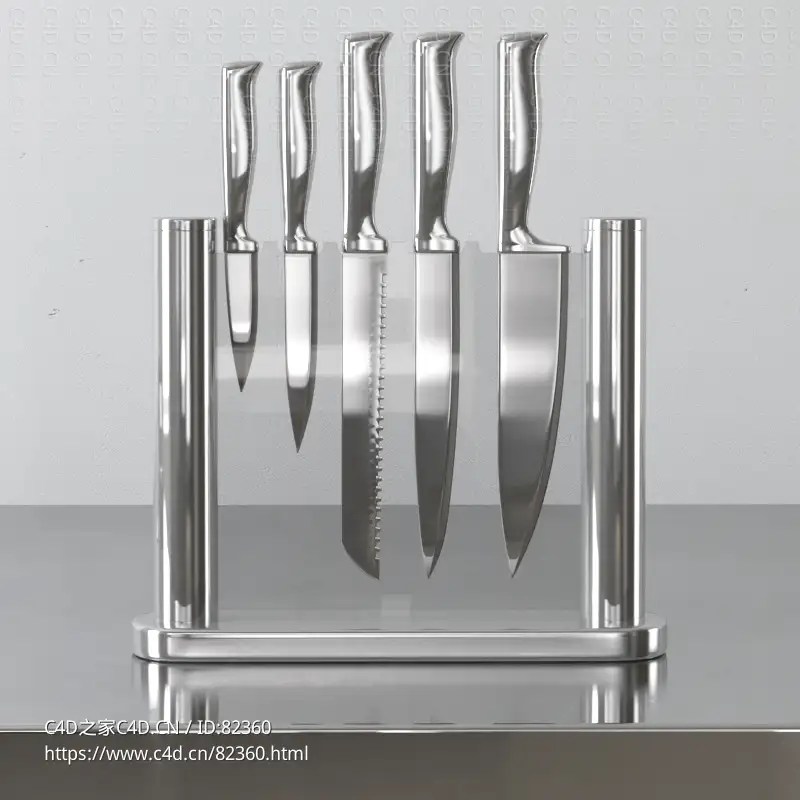 倒插的刀具套装厨房用品c4d模型下载 - C4D之家 - 017_Vray.jpg