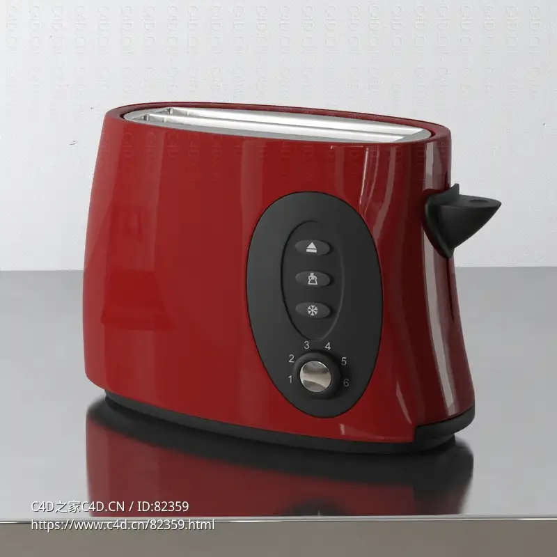 红色早餐烤面包机厨房用品c4d模型下载
