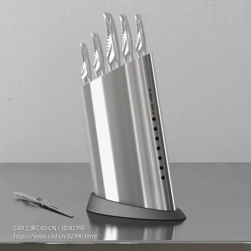 不锈钢刀和刀架厨房用品c4d模型下载 - C4D之家 - 031_Vray.jpg