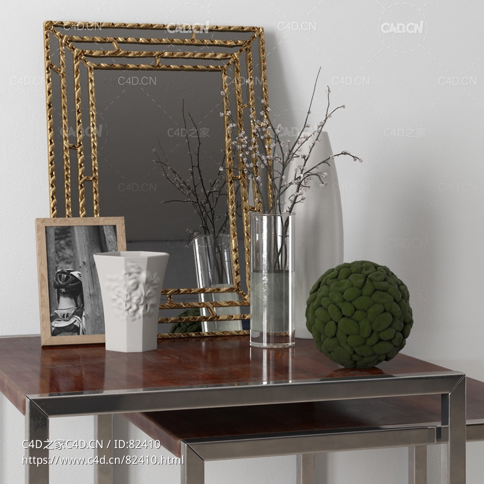 摆件装饰品c4d插花镜子相框模型下载