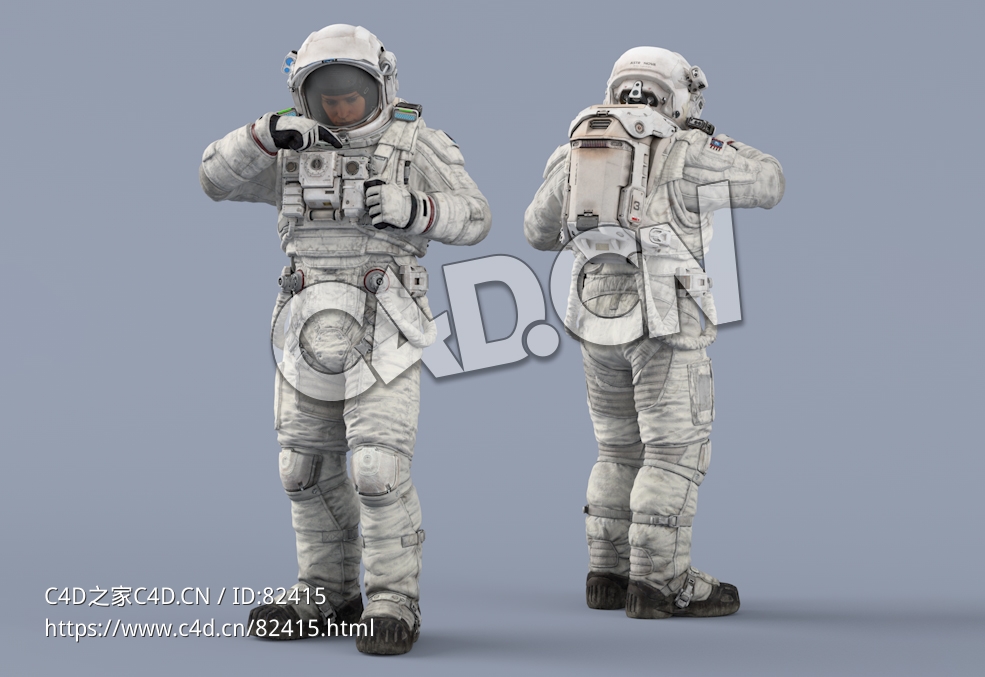 整前胸前设备的白色太空服年轻女性宇宙航天员Idle Chest Device - C4D之家 - 62.jpg