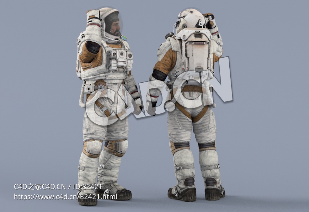 右手摸偷窥设备的白色太空服大胡子男性宇宙飞行员Idle Helmet Pilot Light - C4D之家 - 68.jpg