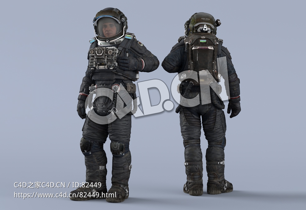 左手拍前胸的深蓝色宇航服年轻男性太空飞行员Idle Relax - C4D之家 - 73.jpg