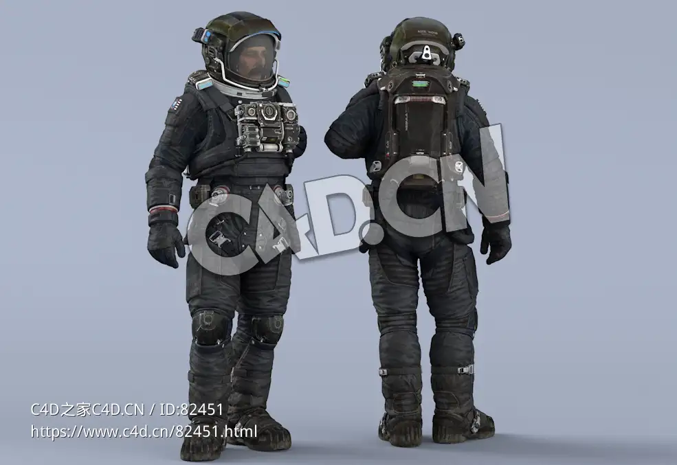 左手拍前胸的深蓝色宇航服中年男性太空飞行员Idle Relax - C4D之家 - 75.jpg