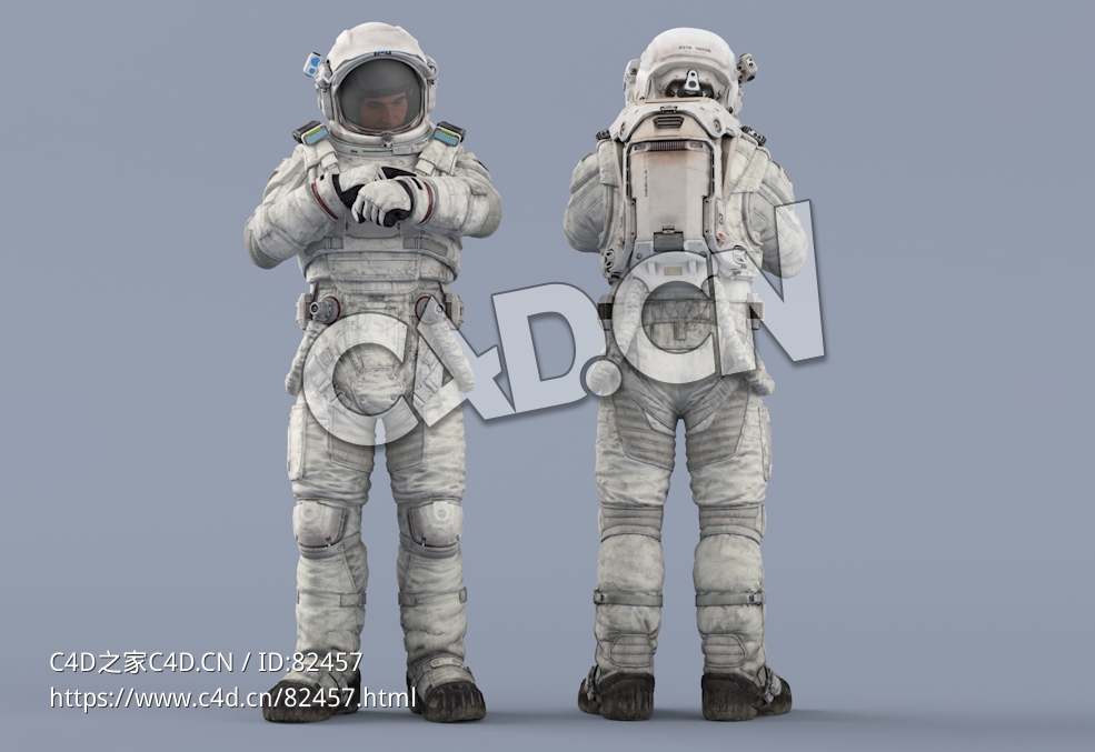 站立检查手表的白色太空服年轻男性宇宙航天员Idle Relax Watch - C4D之家 - 81.jpg