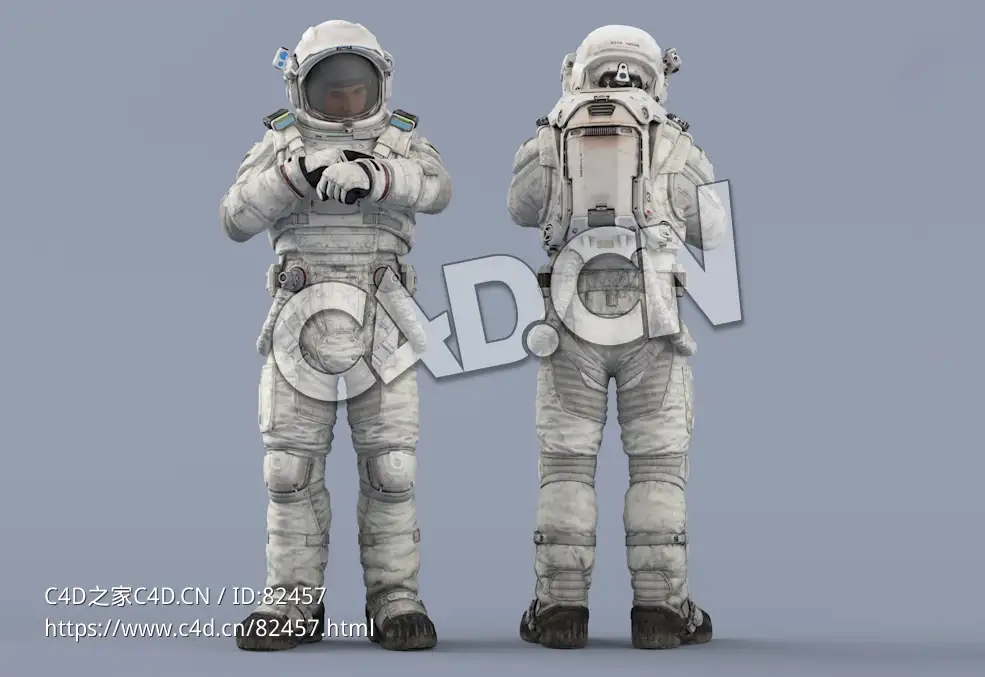 站立检查手表的白色太空服年轻男性宇宙航天员Idle Relax Watch - C4D之家 - 81.jpg