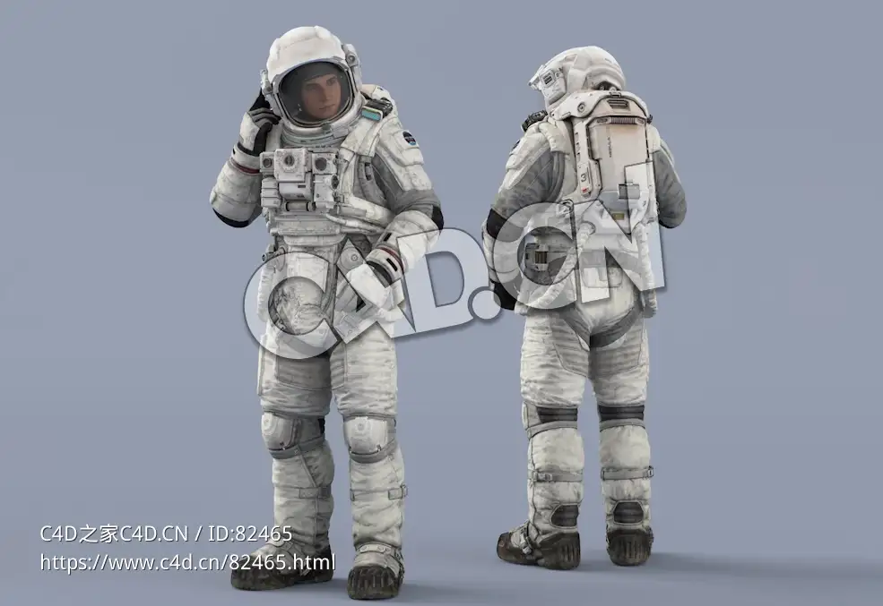 右手检查头盔接收设备的白色太空服年轻男性宇宙航天员Idle Radio - C4D之家 - 89.jpg