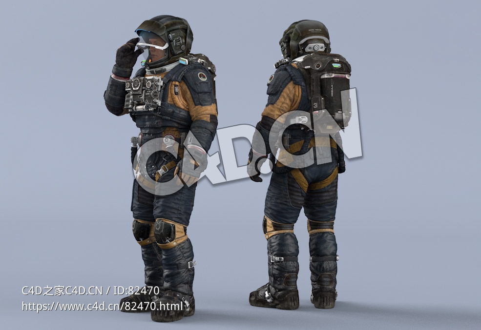 推拉头盔面罩的深蓝色太空服年轻女性太空飞行员Idle Helmet Scifi Visor - C4D之家 - 94.jpg