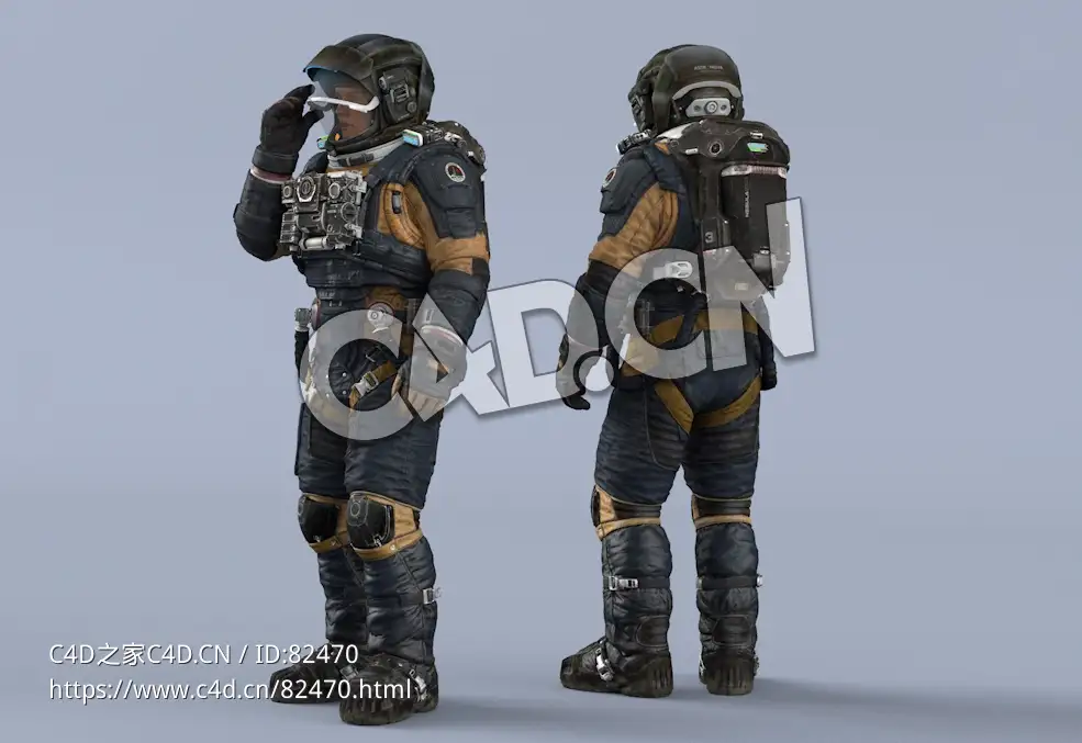 推拉头盔面罩的深蓝色太空服年轻女性太空飞行员Idle Helmet Scifi Visor - C4D之家 - 94.jpg