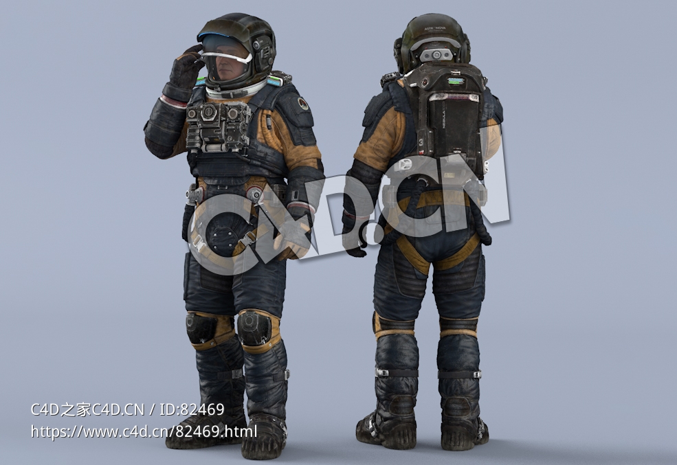 推拉头盔面罩的深蓝色宇航服年轻男性太空飞行员Idle Helmet Scifi Visor - C4D之家 - 93.jpg