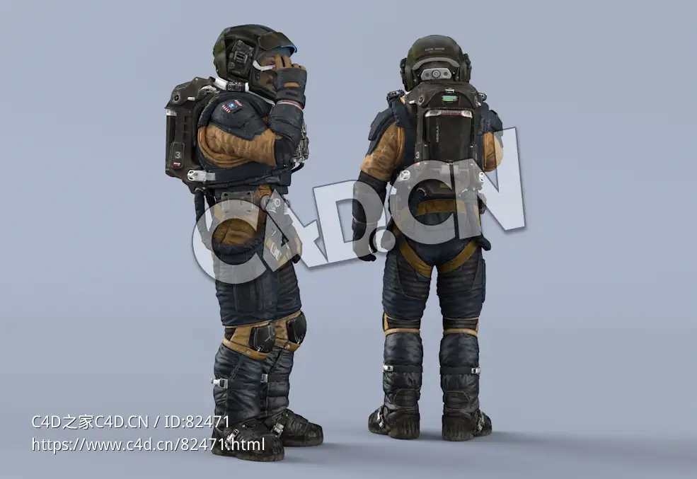 推拉头盔面罩的深蓝色太空服中年男性太空飞行员Idle Helmet Scifi Visor - C4D之家 - 95.jpg