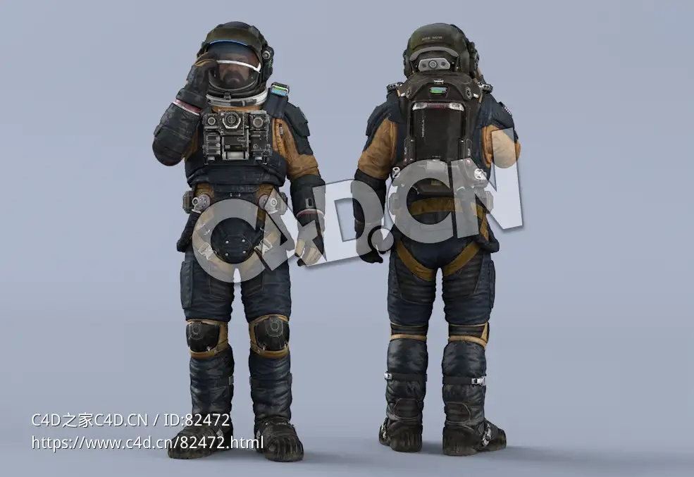 推拉头盔面罩的深蓝色太空服大胡子男性太空飞行员Idle Helmet Scifi Visor - C4D之家 - 96.jpg