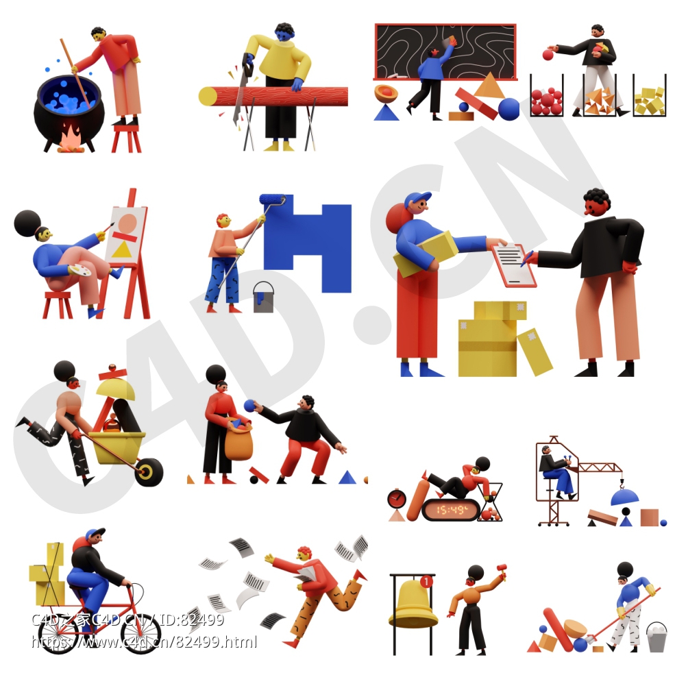 职业角色劳动卡通人物形象模型