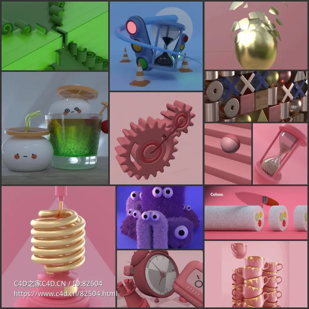 C4D多个三维场景创意循环动画案例教程Satisfying Loop Animations in Cinema 4D & Octane