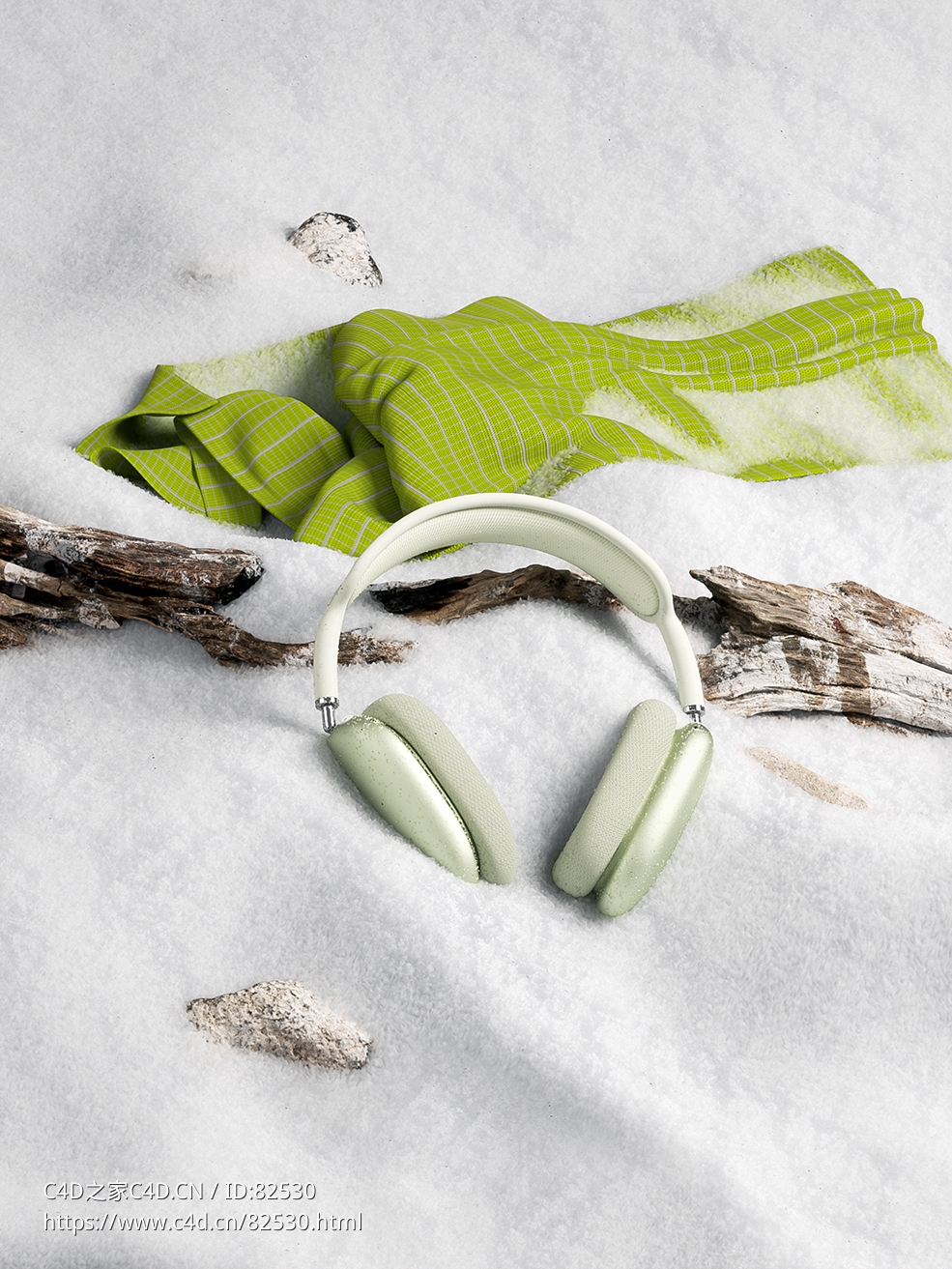 雪地里的耳机C4D OC模型