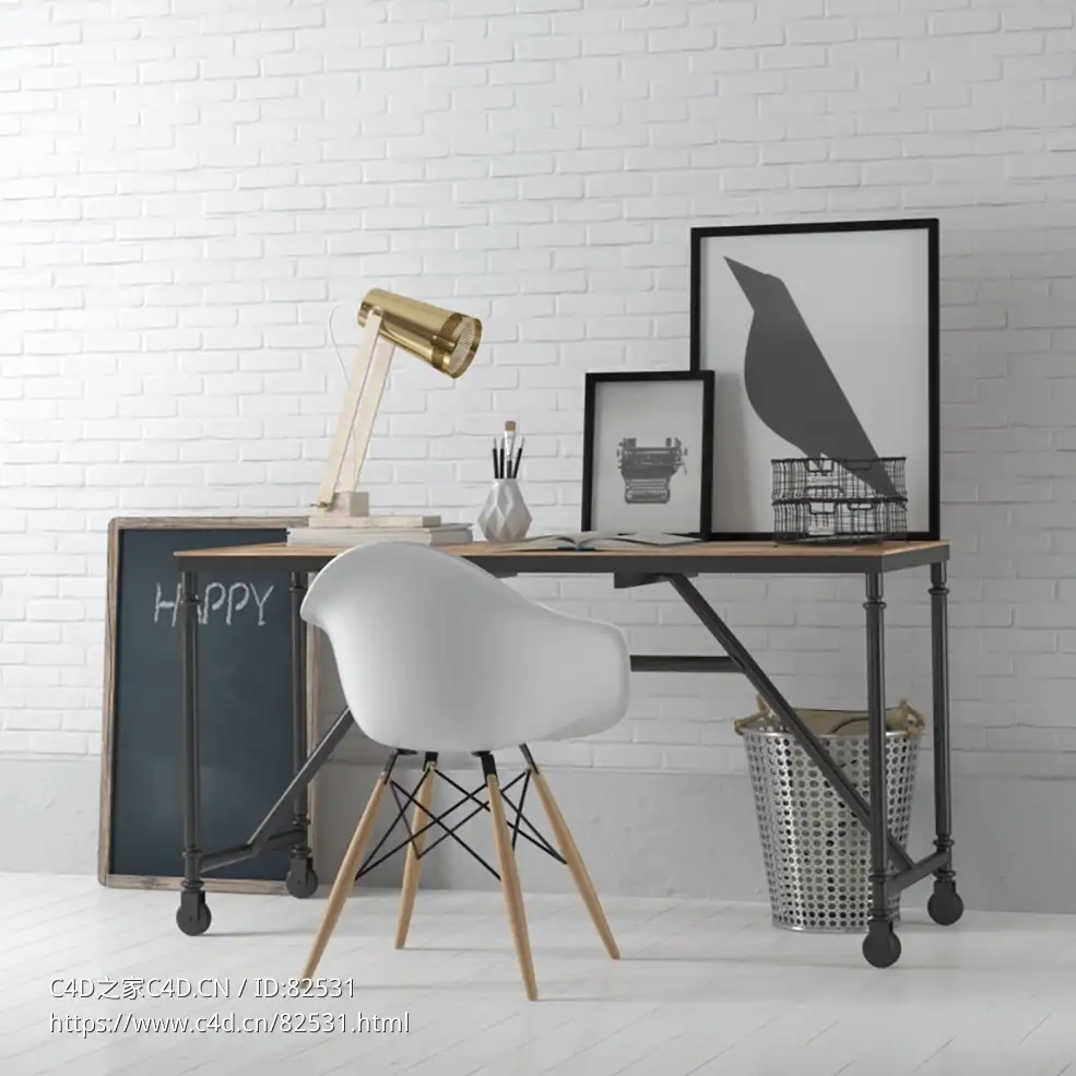 c4d模型绘画办公桌现代家具模型下载Tables and chairs