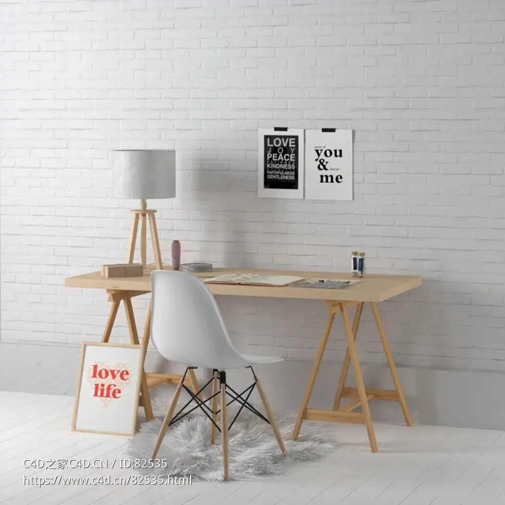 c4d模型建筑设计办公桌现代家具模型下载Tables and chairs