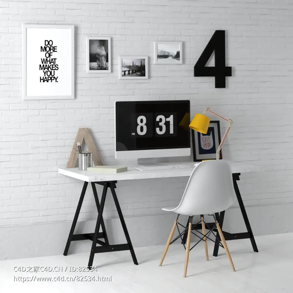 c4d模型编辑办公桌现代家具模型下载Tables and chairs