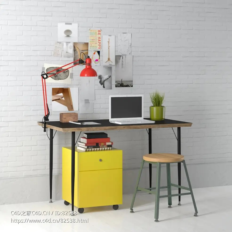 c4d模型采编人员办公桌现代家具模型下载Tables and chairs - C4D之家 - 8.jpg