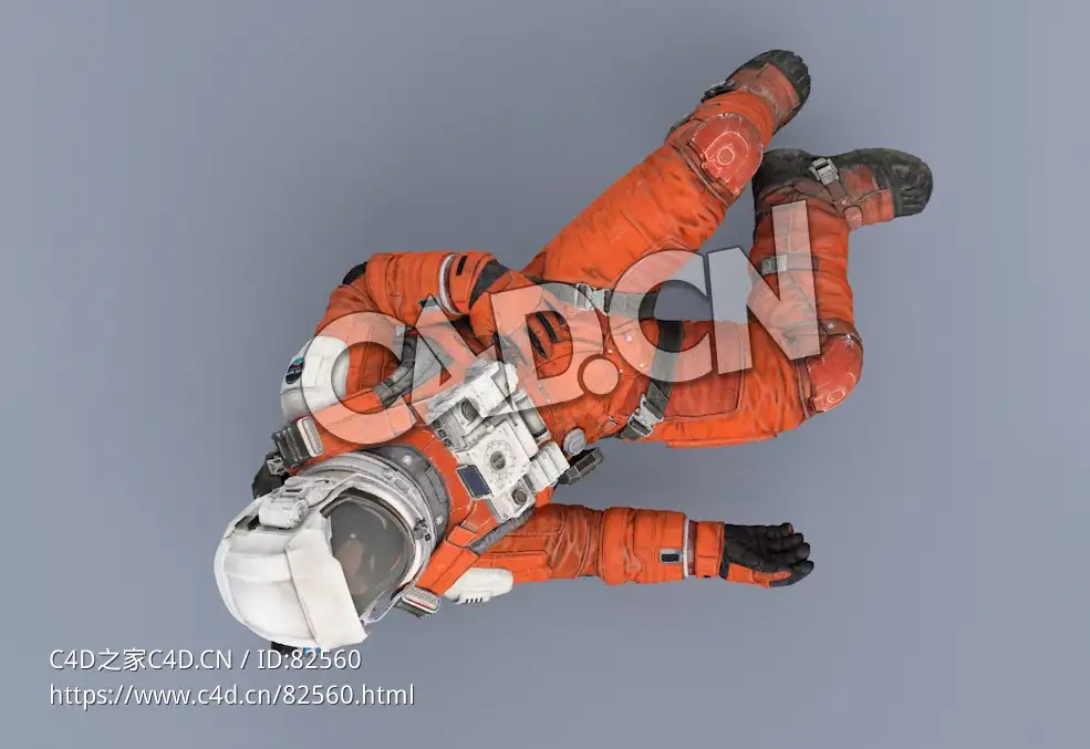 受伤躺地上的桔黄色太空服大胡子男性宇宙飞行员Dead - C4D之家 - 120.jpg