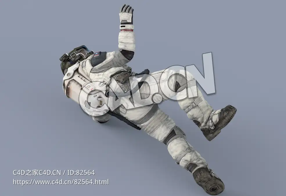 受伤爬地上的白色太空服大胡子男性宇宙飞行员Dead - C4D之家 - 124.jpg