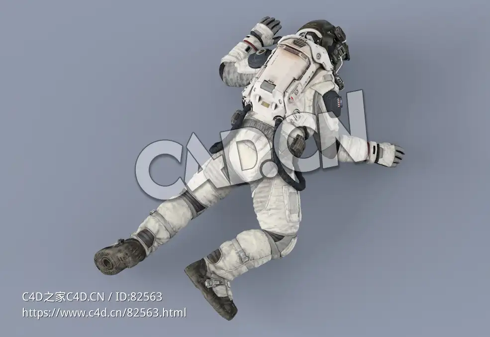 受伤爬地上的白色太空服中年男性宇宙航天员Dead - C4D之家 - 123.jpg