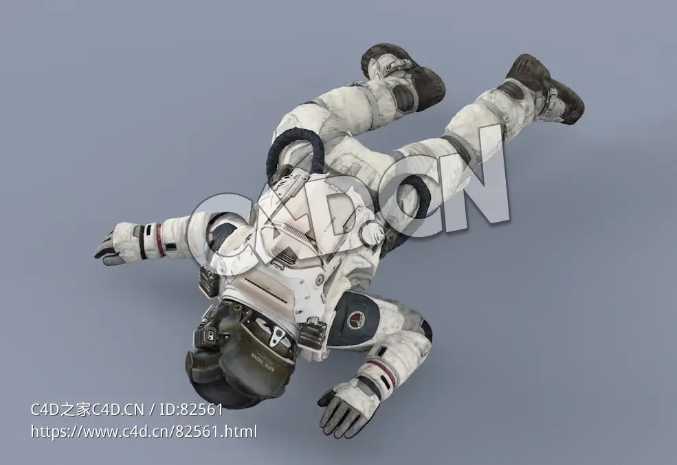 受伤爬地上的白色太空服年轻男性宇宙航天员Dead - C4D之家 - 121.jpg